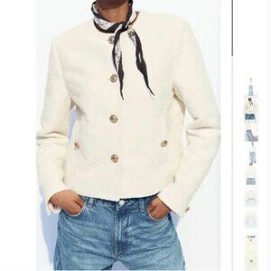 NWT ZARA SHORT TEXTURED JACKET ECRU